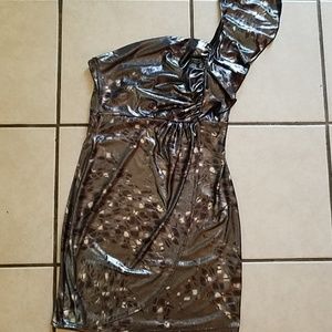 One Shoulder Metallic Dress